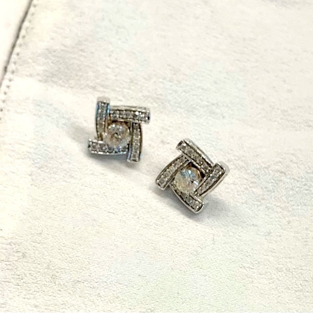 💥 Genuine Diamond Stud Earrings w/ Jackets in 14k white gold - Stunning - Picture 4 of 8